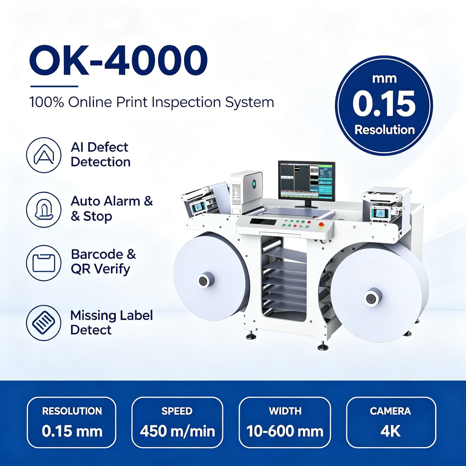 OK 4000 01 Arise OK-4000 100% inspection system for narrow web