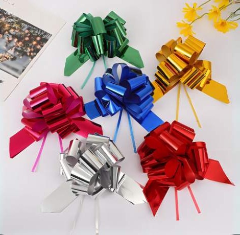 bow article img metallic pull bows 1 Metallic PP ribbon pull bows produced on a VDB-P Decoration Butterfly pull bow machine